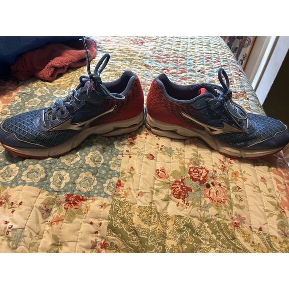 Mizuno Volleyball Wave Rider 19 Blue Pink Trail Running Shoes Women's 6.5 - Picture 3 of 8